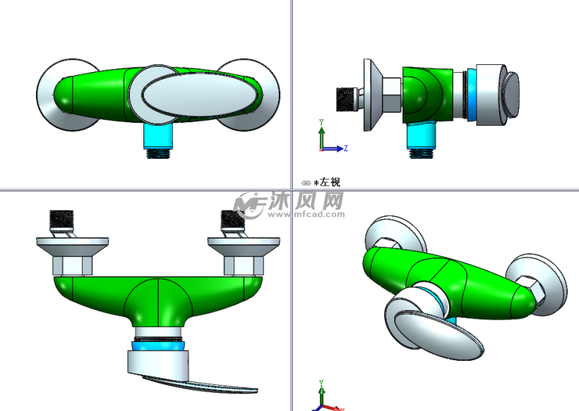 卫生间花洒座三视图
