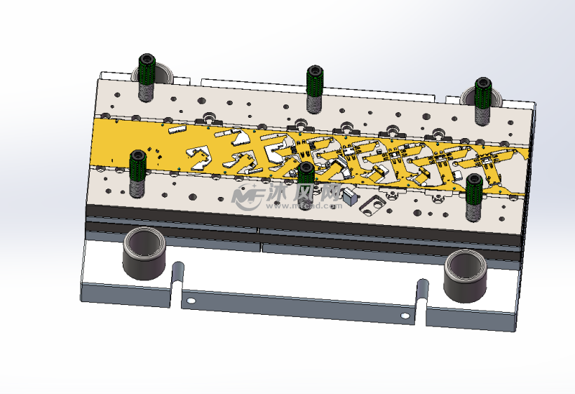 rj45屏蔽殼前後共模連續模3d- 衝壓模具圖紙 - 沐風網