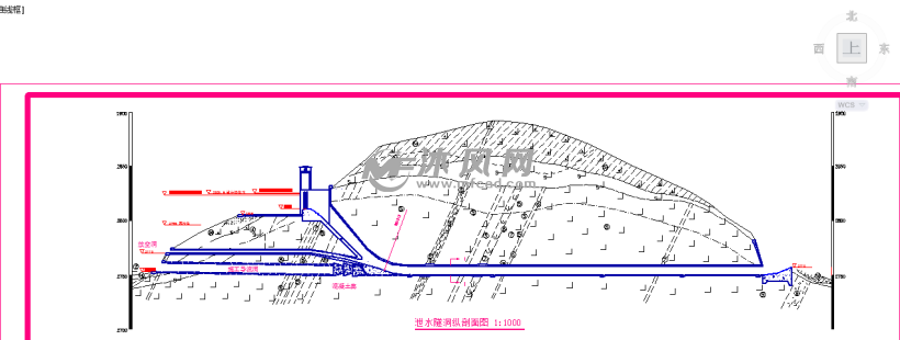 洩水隧洞縱剖面圖