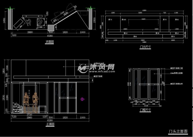 斜开门服装店cad施工图