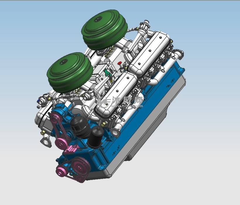 v12发动机三维模型设计 - 动力系统图纸 - 沐风网