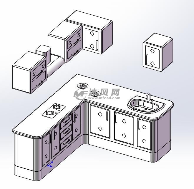 橱柜020三维视图