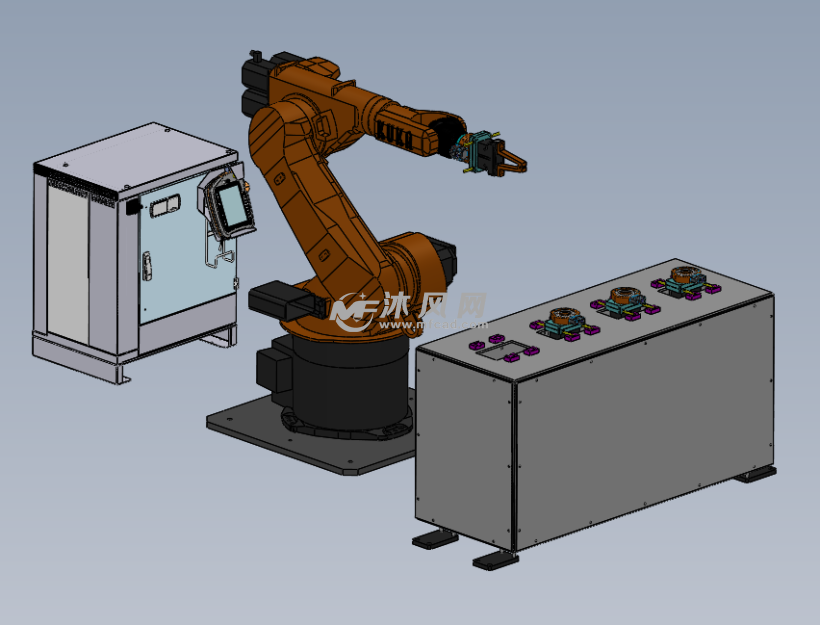 机器人及快换夹爪总装 机器人模型图纸 沐风网