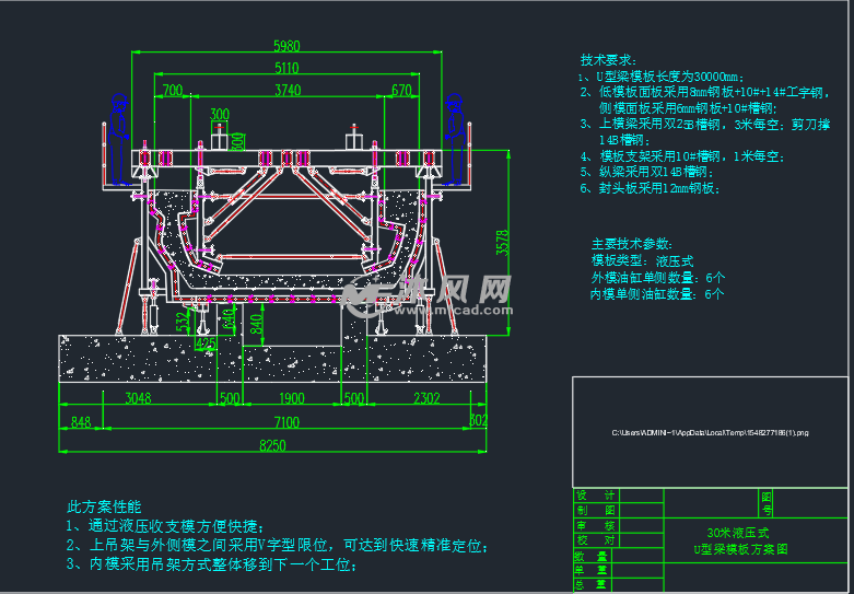 液压u型梁模板加工内模外模含下料图