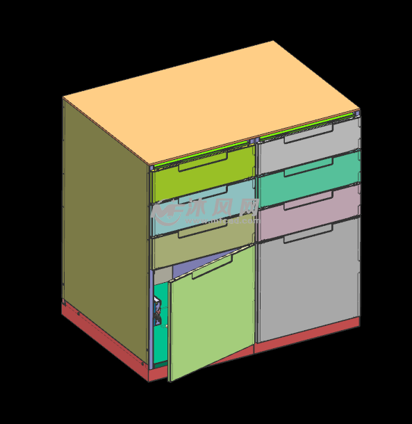 快递储物柜轴测图