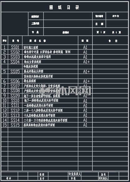 34层楼室内给排水工程设计图- cad建筑图纸 - 沐风网