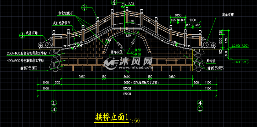 公园拱桥图立面