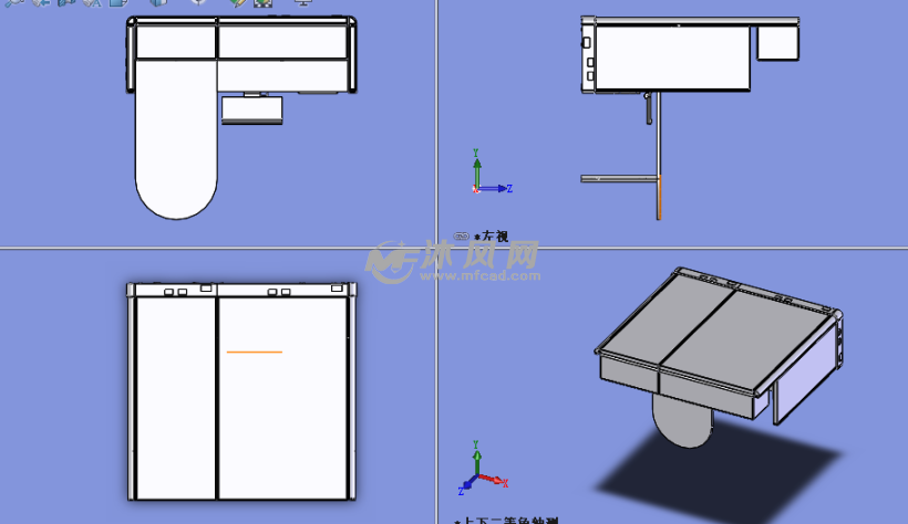 l形综合办公桌三视图