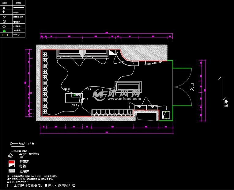 眼镜店cad施工图 效果图 cad建筑图纸 沐风网