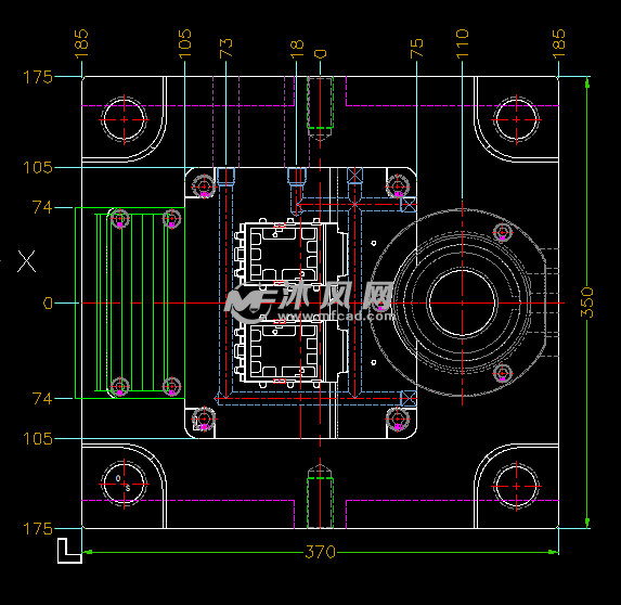 铝合金手机中框模具设计图- 注塑模图纸 - 沐风网