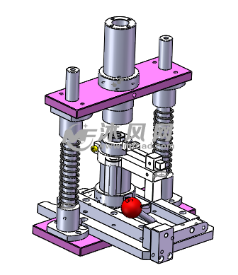 手动用快速轴夹夹持住产品,该机构为浮动机构,后立柱为直线轴承和光轴
