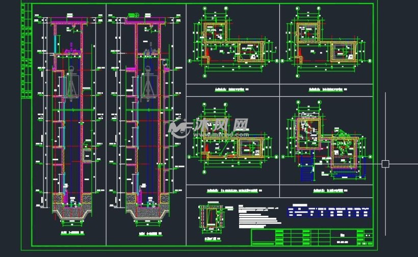 电梯详图九号楼机房层与屋顶平面图楼梯详图九号楼轴立面图墙身详图