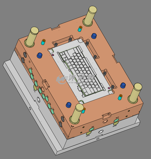 20键盘面板塑胶模具3d结构