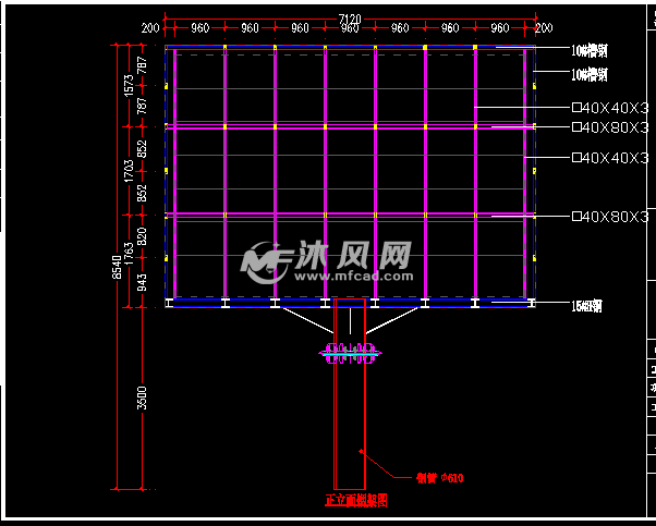 p10廣告牌戶外led顯示屏鋼結構施工圖