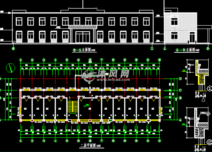 二层框架结构办公楼建筑结构设计施工图