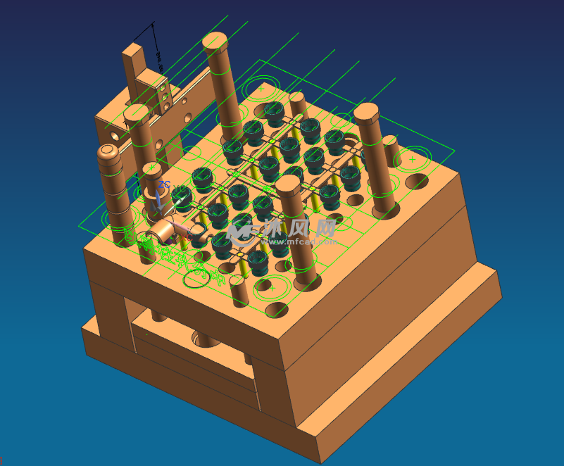 彩笔画笔筒体后塞模具图纸