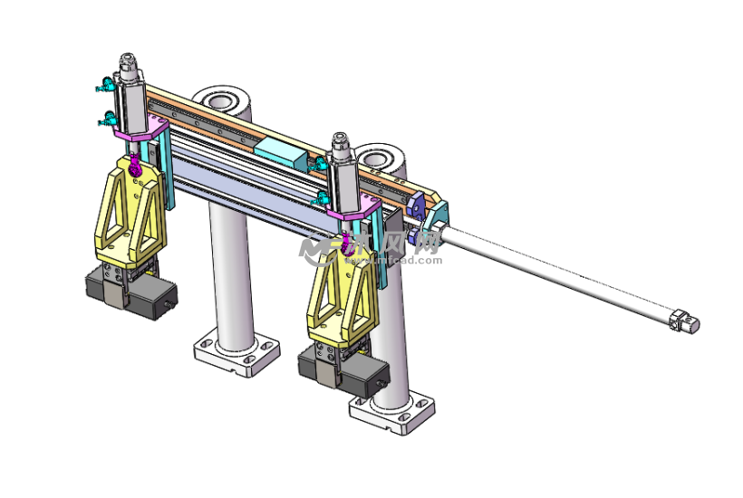 气缸夹取模组三维设计 - 液压及气动元件图纸 - 沐风网