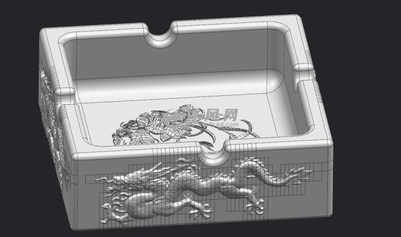 龙腾烟灰缸 - 日常用品图纸 - 沐风网