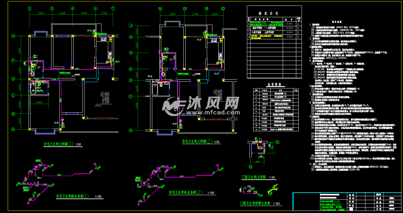 四川某多層複式住宅樓給排水施工圖