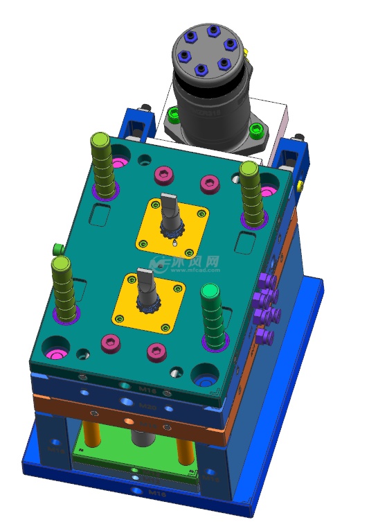 后模马达绞牙模具前模隧道滑块