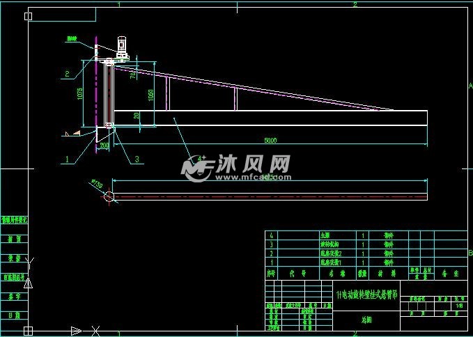 钢结构车间用电动旋转悬臂吊图纸1t