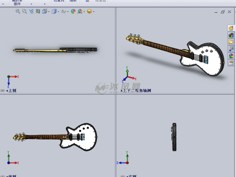 摇滚吉他设计模型三视图