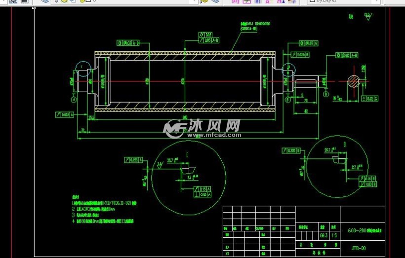 600-200滑轴托辊结构图 - 通用设备图纸 - 沐风网