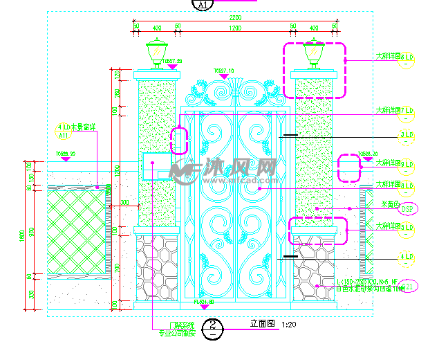 入户铁艺门立面图