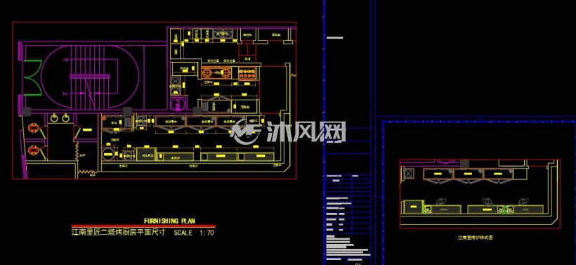 完整的时尚烧烤店cad施工图 效果图其中包括大厅立面 厨房配电系统图