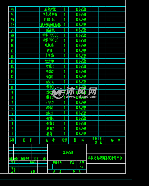 cad装配图中明细表