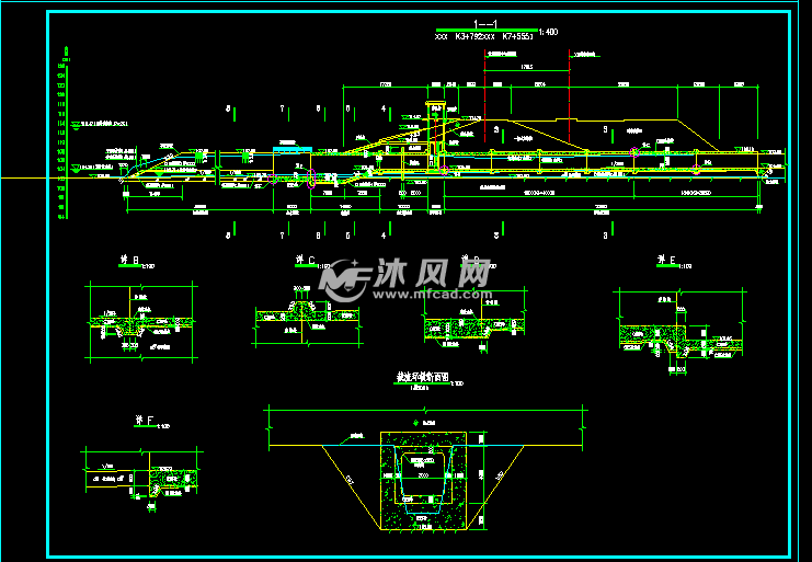 防洪堤自排闸施工图- 大坝堤防图图纸 - 沐风网