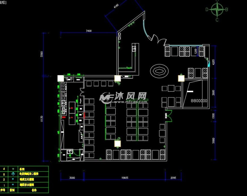 时尚现代风格连锁西餐厅装修施工图其中包括门头立面 吧台背景立面