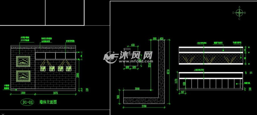 时尚现代风格连锁西餐厅装修施工图其中包括门头立面 吧台背景立面
