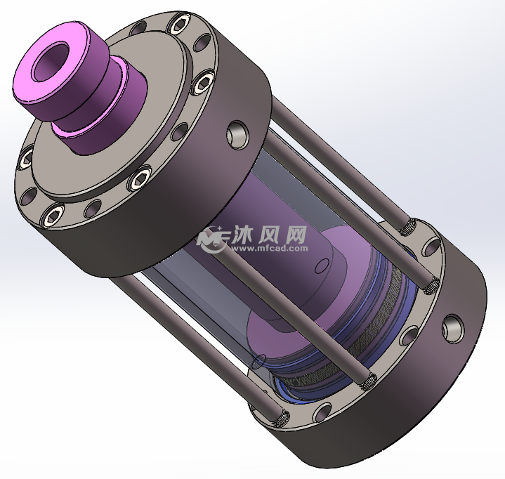 油缸三维示意中低压小型油缸,"双作用式液压缸"的两个方向作用全是靠
