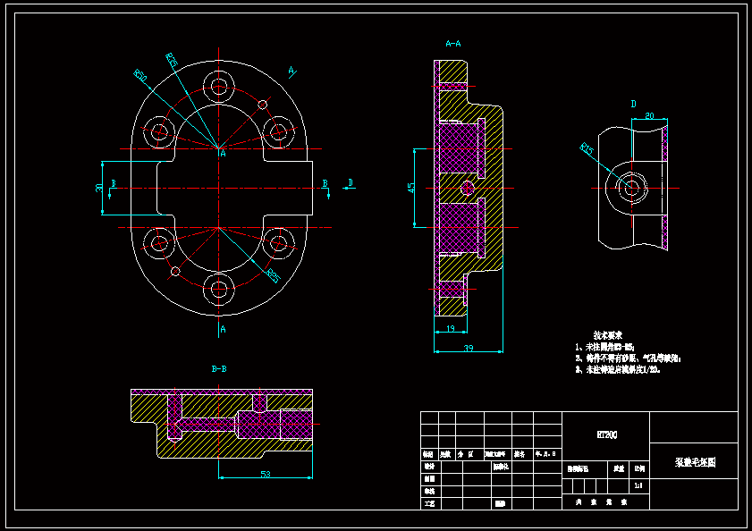 制定了加工液压泵盖的机械加工工艺路线和卡片,绘制了cad装配图和零件