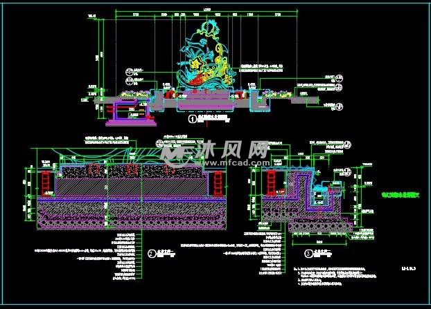奇幻海豚雕塑水景剖面图
