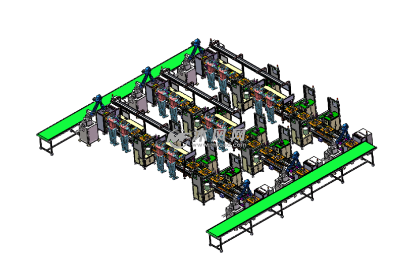 生产线,当载有产品的工装板到位后三轴打螺丝模组自动打螺钉,结构简单