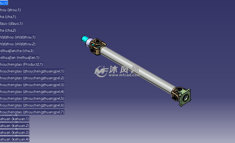 十字轴式传动轴catia图纸