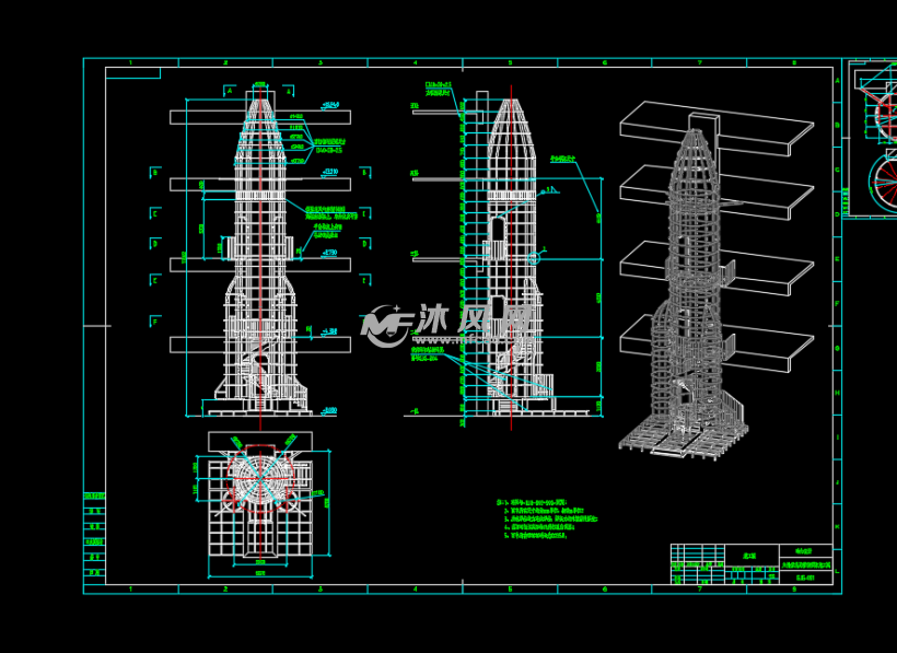 火箭型觀光樓梯 - 建築模型圖紙 - 沐風網