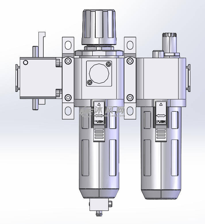 空气气源二联件模型 - 液压及气动元件图纸 - 沐风网