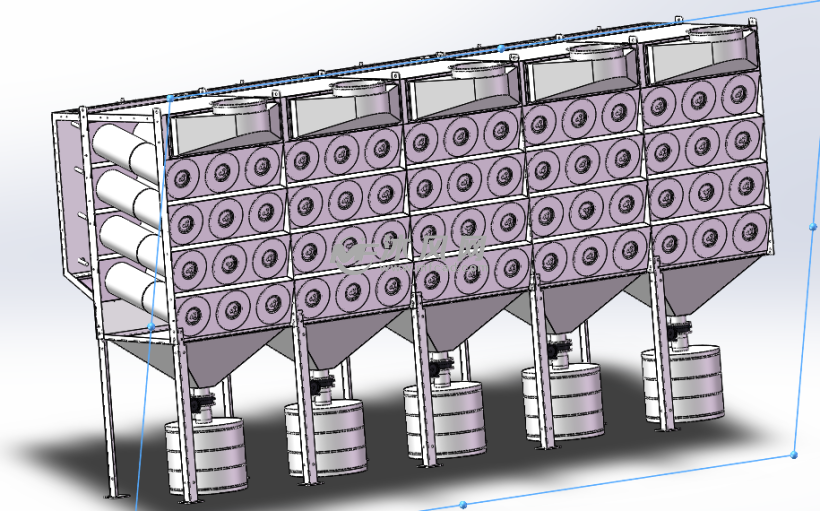 斜插沉降式滤筒除尘器三维成套图