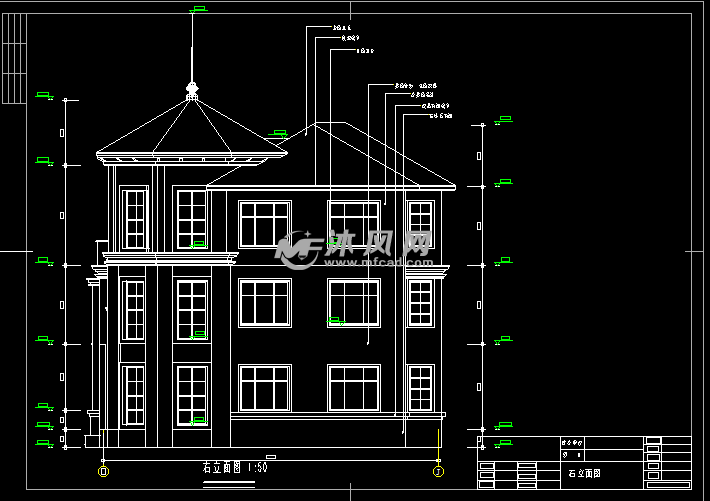 砖混式三层别墅- 住宅建筑图纸 - 沐风网