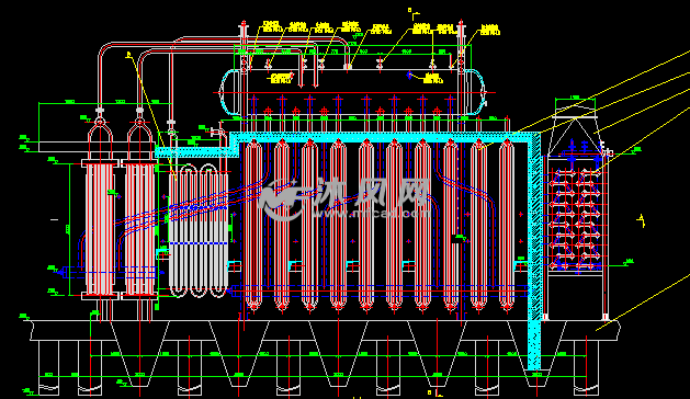 12吨余热锅炉总图 - 换热压力容器图纸 - 沐风网