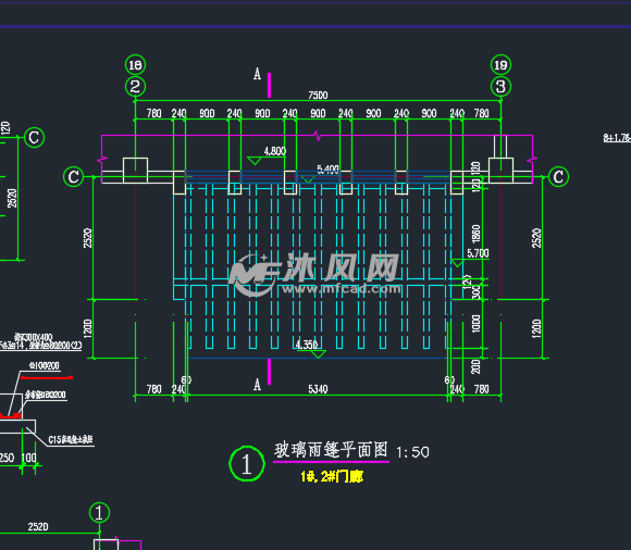 玻璃雨篷平面图