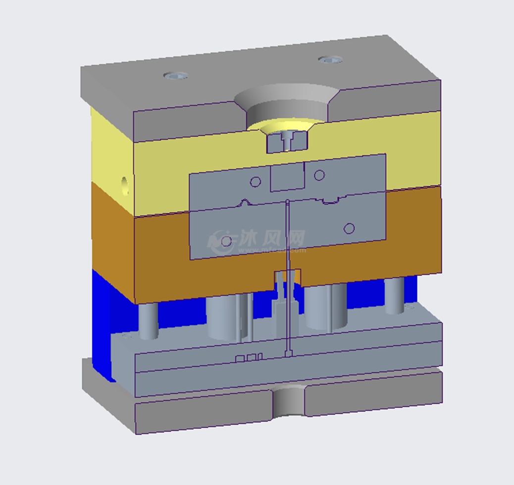 设计为两板模,1模2穴,2只后模滑块,公模直接进胶,不易加工的位置还拆