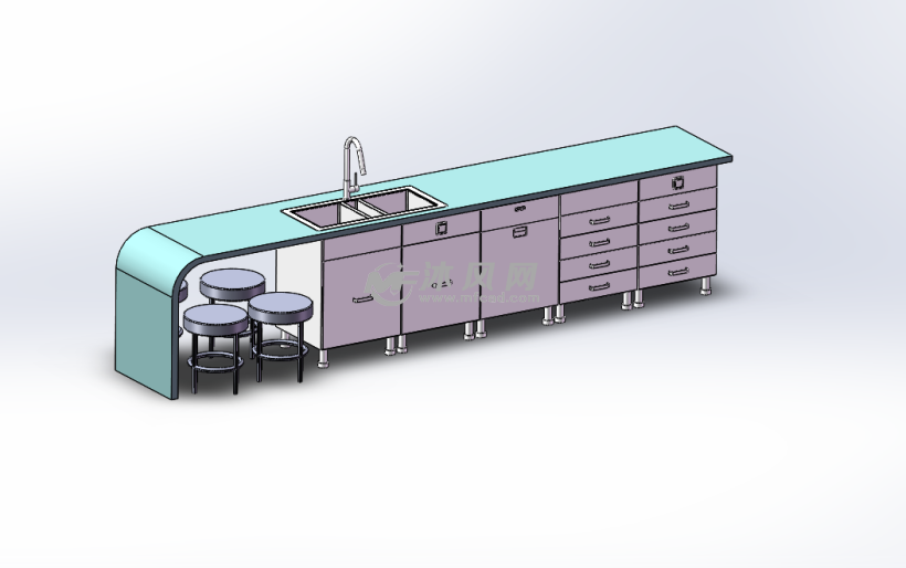 厨房柜子轴测图橱柜,是指厨房中存放厨具以及做饭操作的平台.