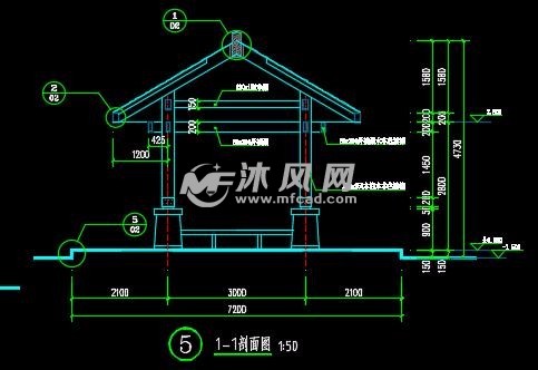 景观亭立面图纸