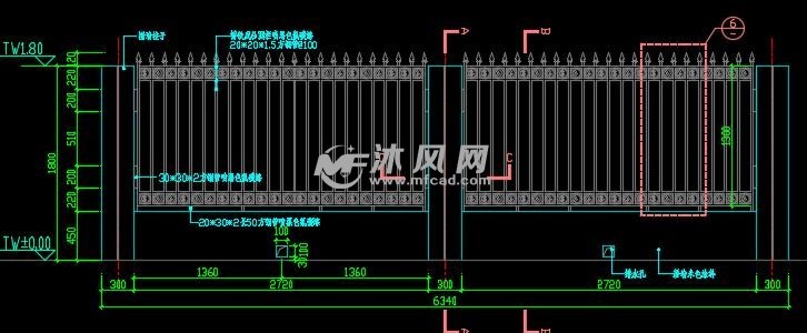 鐵藝圍牆鐵藝消防門及景牆詳圖