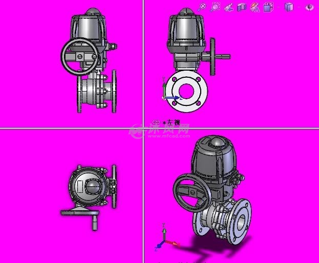 型号50850-2件式电动球阀三视图