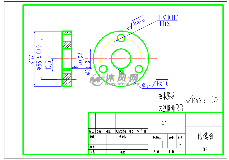 钻套套图cad图纸